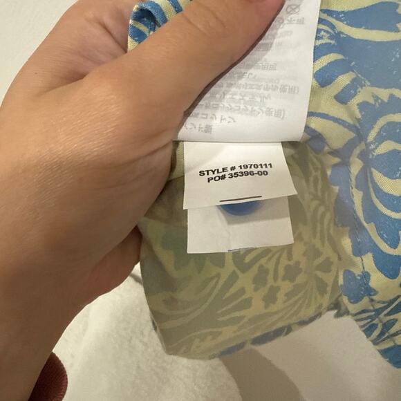 Prana Men's Stimmersee Blue Yellow Floral Bird Print Button Down Shirt Large - Picture 5 of 5